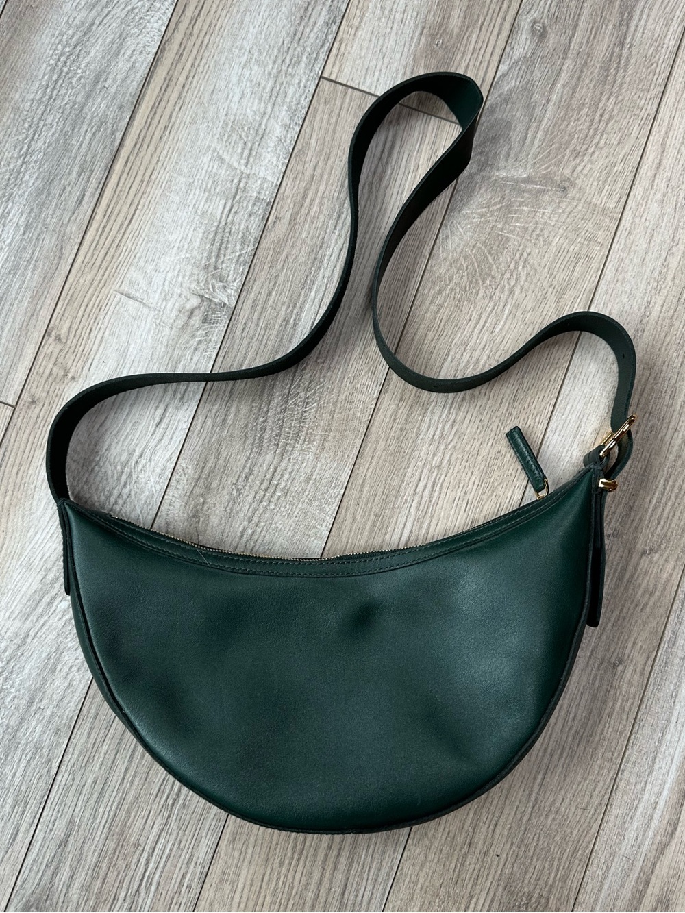 Madewell Dark Green Leather Crescent Crossbody Bag - Picture 1 of 9